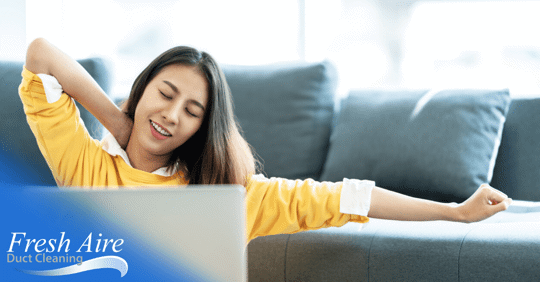 Woman in comfortable home